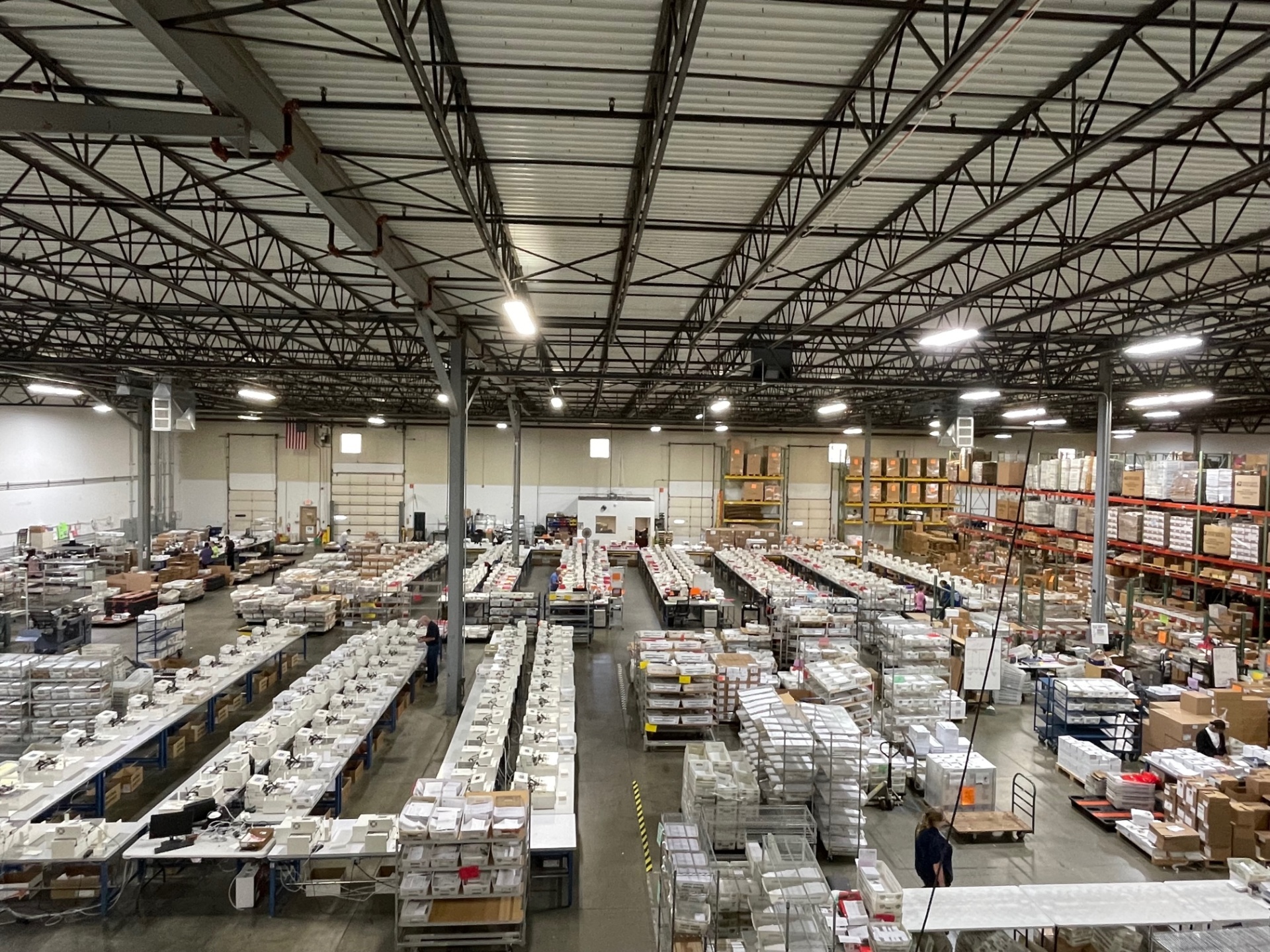 Rows of Uniprod handwriting machines running in the Louisville, Kentucky facility